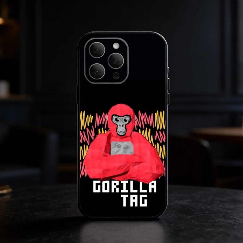 M-Monkey G-Gorilla TagS  Phone Case Silicone Black Soft For IPhone 17,16,15,14,13,12,11,SE,Plus Pro Max