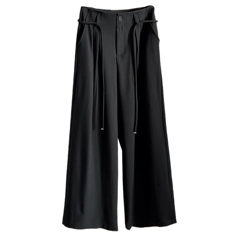 Premium casual wide-leg suit pants women's spring and autumn new Korean version of high-waisted simple pear-shaped vertical straight floor pants