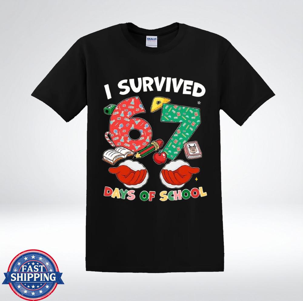 I Survived 67 Days Of School Funny Kids T-Shirt S