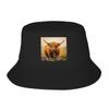 Custom Highland Cow And Flower Beach Bucket Hat Men Women Unisex Summer Fishermans Hat