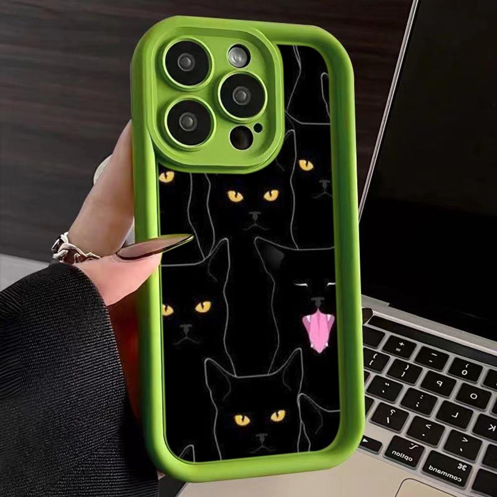 LZ7 Cartoon Cat Cute Silicone Phone Case for iPhone 11 13 14 15 16 Pro Max 7 8 16 Plus 12 Mini XS Max XR Shockproof Back Cover