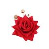 Elegant Retro Red Hair Clip with Rose Gold Leaves for Brides & Hanfu Weddings