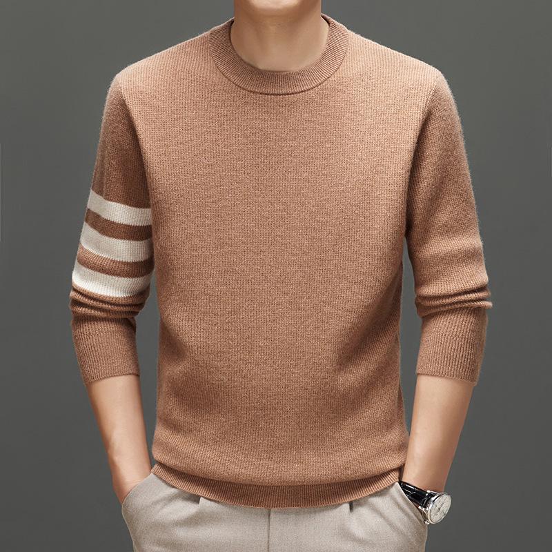 Premium Men s Striped Cashmere Sweater - Luxurious, Warm, Skin-friendly, 100% Goat Cashmere Knitwear for Autumn/Winter 2XL