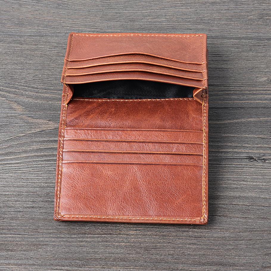 2024 Genuine Leather Card Hoider  Retro Handmade Men's and Women's Small Wallet First Layer Cowhide Business Card Holder Portable ID Bag