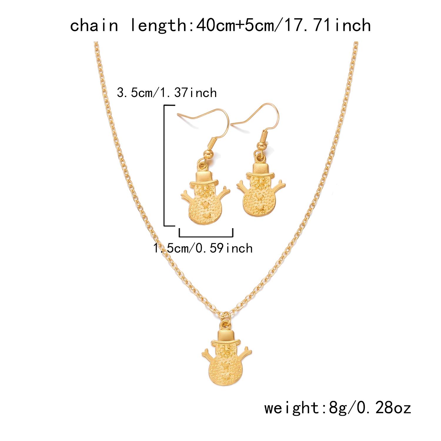 

Gold Plated Christmas Necklace Cute Cartoon Tree Snowman Pendant Necklace Earring Set For Women Xmas Party Jewelry Gift