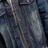 Xintang Men's Rhinestone-Studded Denim Jacket - Plus Size, Heavy Embroidery, Loose Fit Outwear