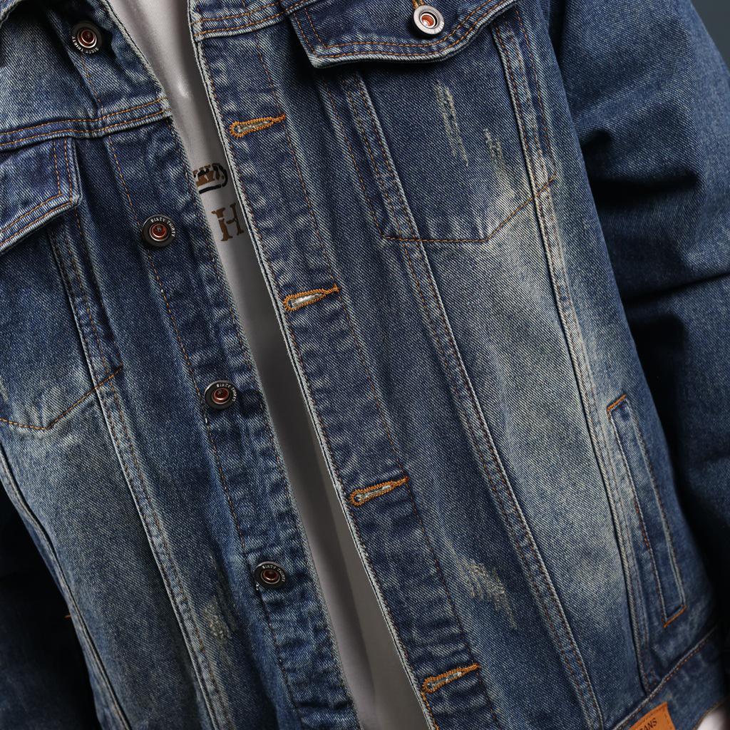 Xintang Men's Rhinestone-Studded Denim Jacket - Plus Size, Heavy Embroidery, Loose Fit Outwear
