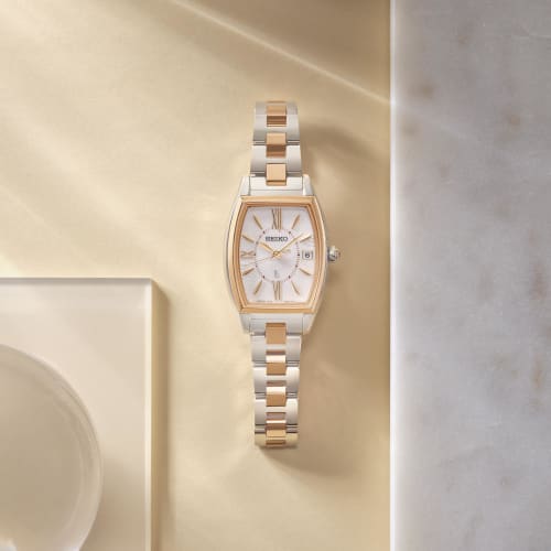 Seiko Watch Lucia Grow SSVW230 Women's Silver and Pink Gold