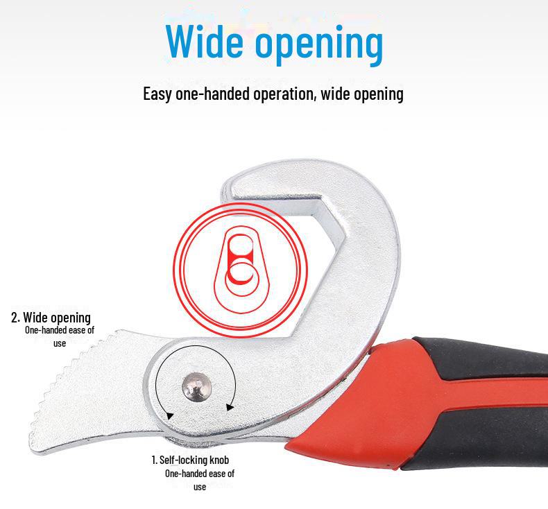 Universal Adjustable Chrome Vanadium Steel Wrench, 22-32mm Large Opening Portable Multifunction Tool