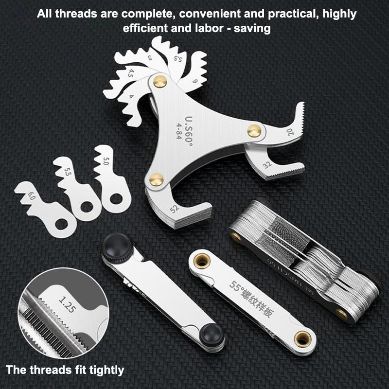 55/60 Degree Thread Plug Gauge Carbon Steel Measuring Tool Metric Imperial Gear Tooth Screw Pitch Gauges Tap Thread Measurement