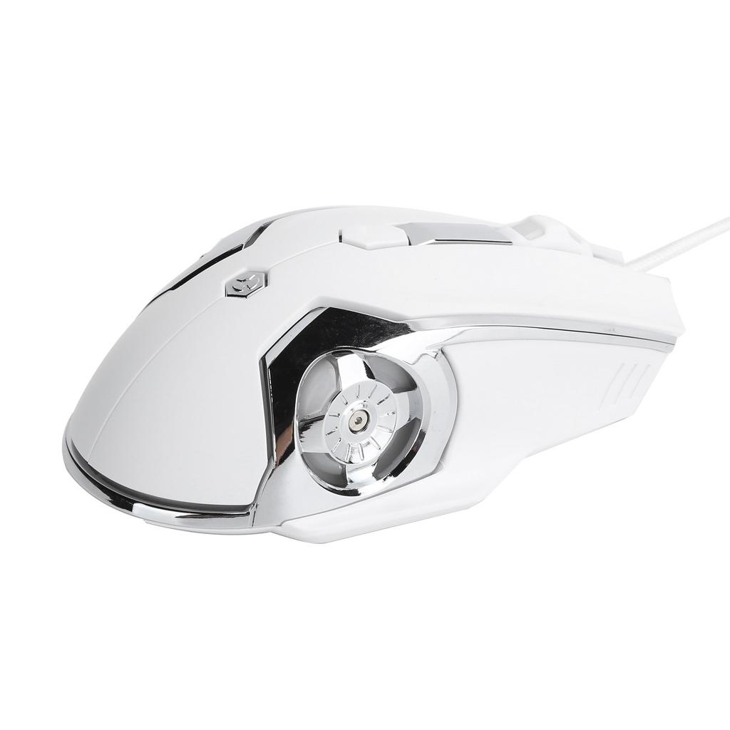 AJAZZ Kabelmaus 6 Tasten 4 Geschwindigkeiten DPI Einstellbar Einstecken in Computer Externes Eingabegerät(Weiß )