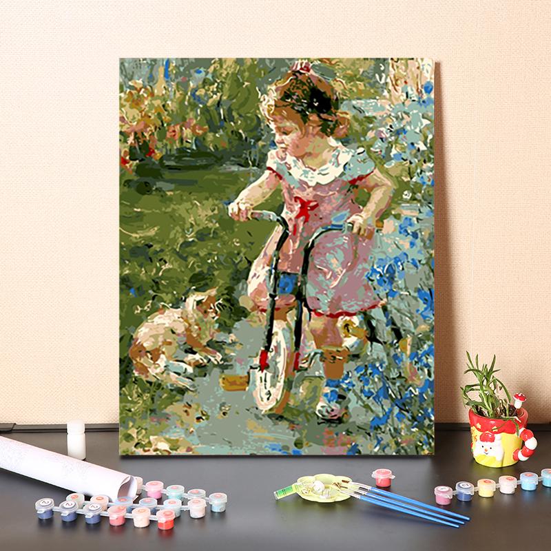 

Алмазная мазайка девочка на велосипеде 40x50cm no frame