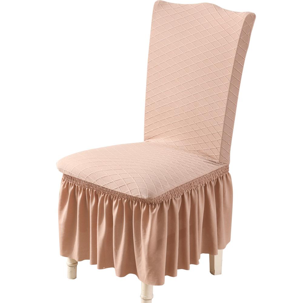 Knitted Jacquard Fabric Chair Cover Universal Lace Skirt Banquet Stretch Dining Table and Chair Covers