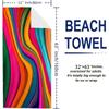 Vibrant Colorful Striped Beach Towel, Modern Artistic Design Quick-Dry Sand-Free Microfiber Bath Towel for Travel and Festival