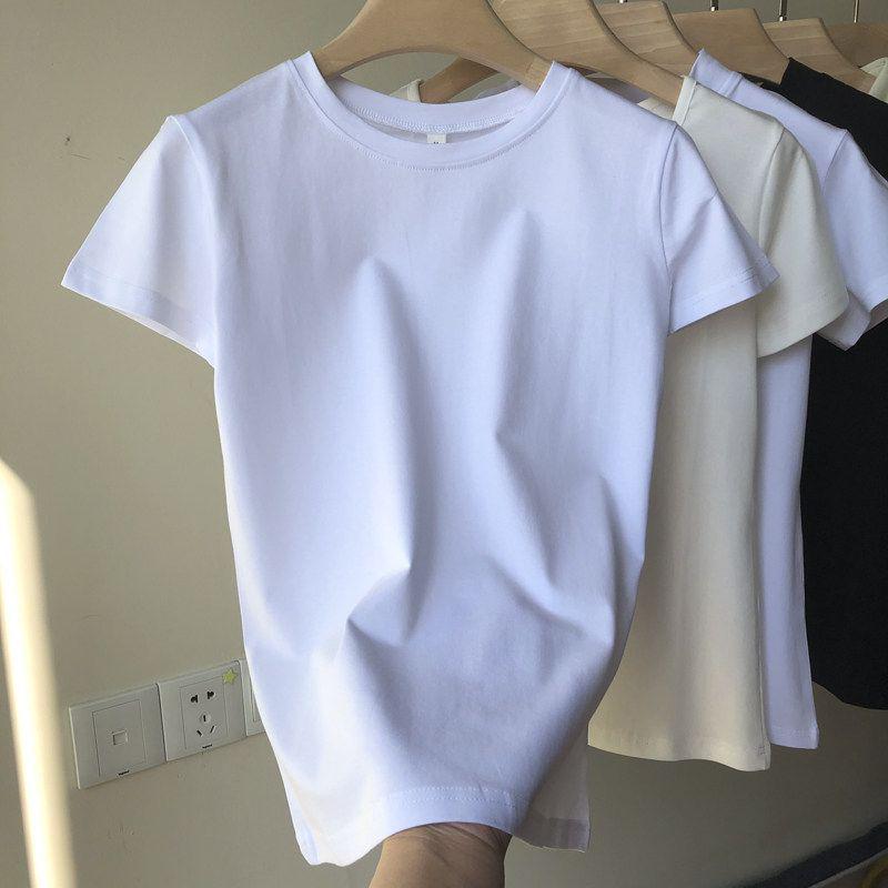 

Women s Trendy Cotton Short-Sleeve Tee - Loose Fit, Solid Color, Korean Style, Summer 2025 5XL (165-180 jin) білий