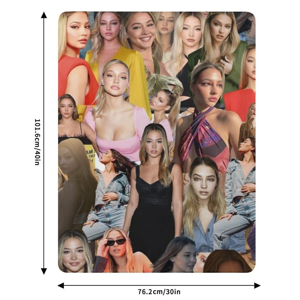 Madelyn Cline Super Fine Beautiful Actress Aesthetic Collage - 1 Throw Blanket Stain Resistant Cozy Warm Blanket