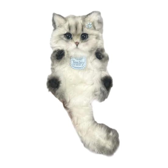 DIY Kitten Keychain Kit Fluffy Cat Plush Toy Craft with Step-by-Step Tutorial Soft Materials Pack for Handmade Bag Charm Cute Gift for Kids Adults