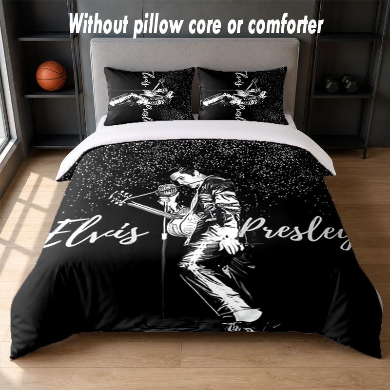 Elvis Presley Design Bed Bedding Set 1 Duvet Cover + 2 Pillowcases Soft Breathable Household Bed Linens