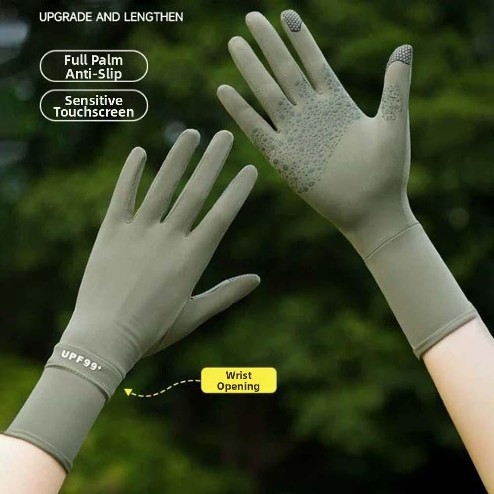 Thin Ice Silk Riding Gloves Solid Color Summer Driving Mittens Daily Women Sunscreen Gloves  Sports