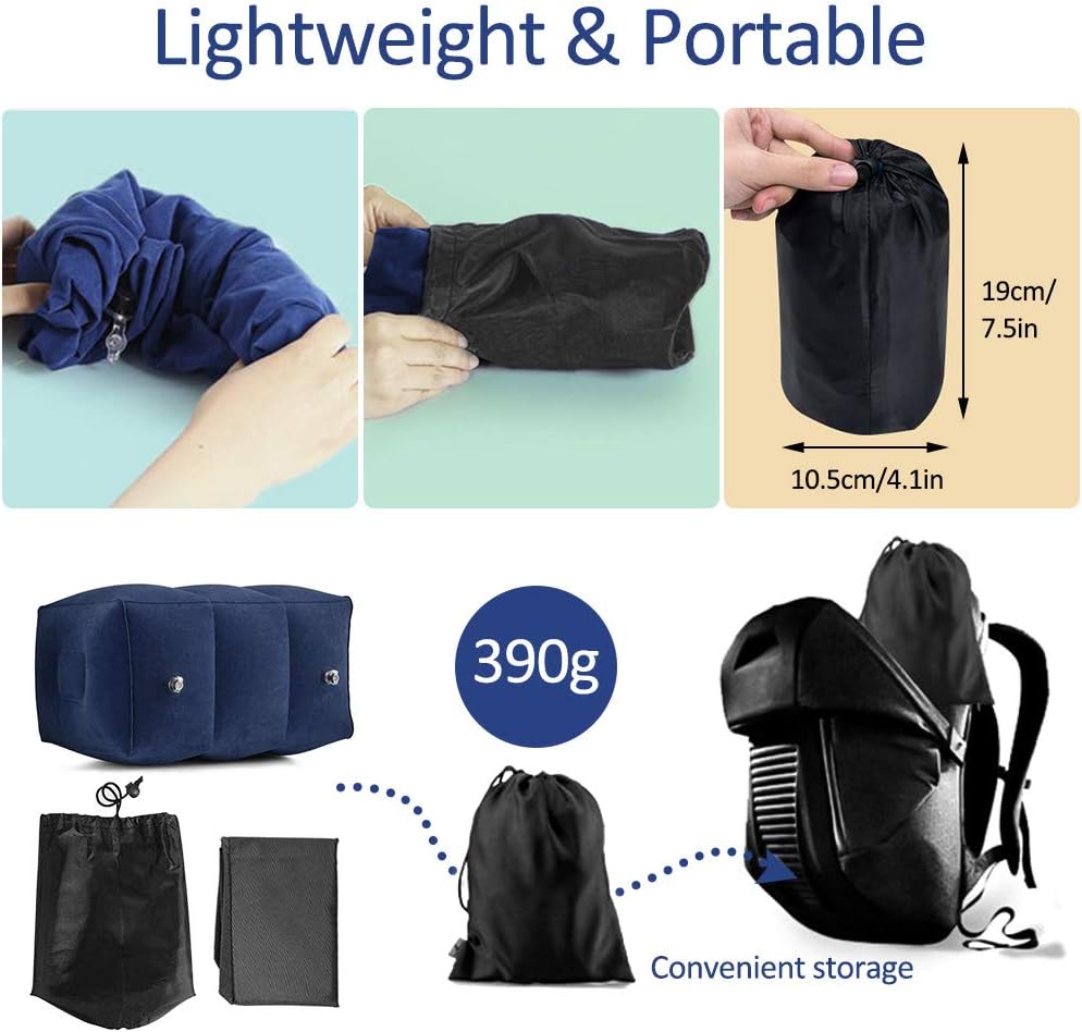 Inflatable Travel Footrest Pillow Multifunctional Adjustable Height Travel Pillow For Kids Sleeping And Leg Rest 