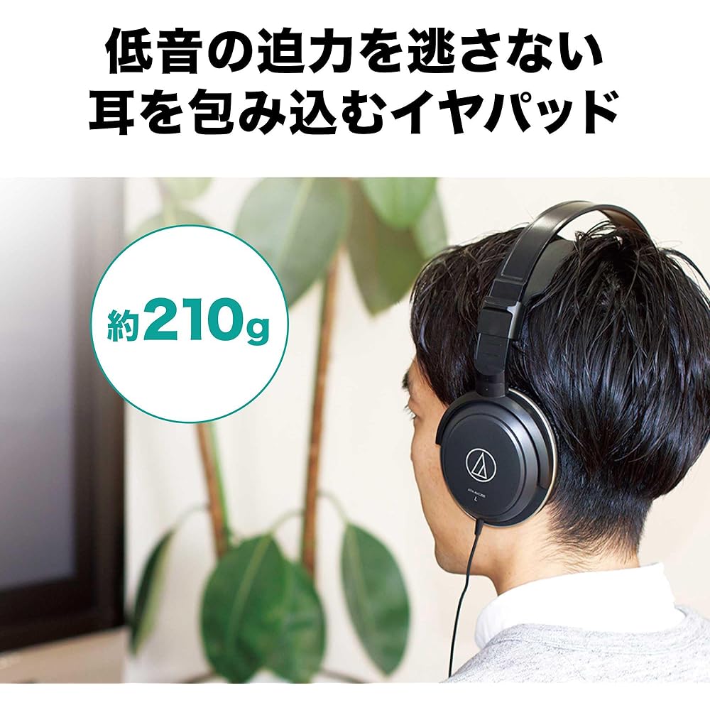 Audio-Technica ATH-AVC200 Wired Headphones for Music and Movie Listening / 3m Cable / 6.3mm Standard / 3.5mm Mini Connection / Black
