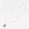 Women Red Heart Stone Pendant Necklace with Rose and Sparkling Accents Elegant Romantic Jewelry