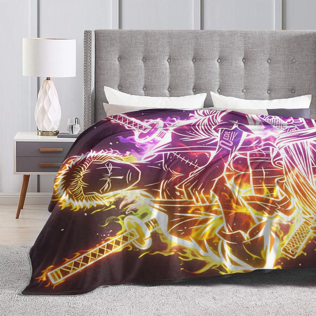 Soft Warm BlanketChild Decorative Zoros Rainbow Neon Sword Art Throw Blanket Flannel Bedspread For Living Room Sofa Bed Cover