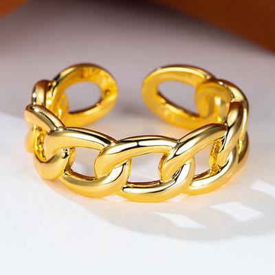 Creative Fashion Gold Hollow Smooth Chain Twist Opening Ring Female Simple