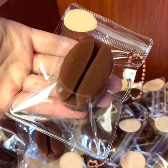 Squeeze Toy Realistic Food Healing Sensory Toy Slow Rebound Coffee Bean Shape Decompression Tool Portable Keychain Bag Pendant
