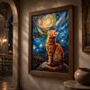 Tier-Wandkunst im Vintage-Stil, Nordische impressionistische Katzen-Leinwandmalerei, Verspielter getigerter Poster-Druck für Schlafzimmer-Wohnzimmer-Dekoration