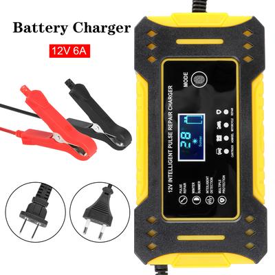 Motorcycle Battery Charger Universal 12V 6A Car Accessories Intelligent Fast Charging Automatic 3 Stages Lead Acid AGM GEL Battery-chargers