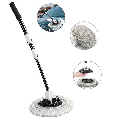 15° Bend Car Washing Brush With Telescoping Aluminum Alloy Handle Soft Chenille Microfiber Scratch-Free Cleaning Mop For RV Boat