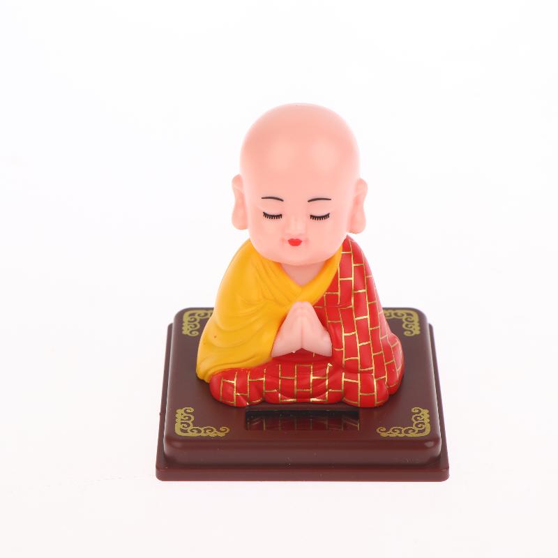 1Pcs Auto Shaking Little Monk Car Interior Accessories Toy Mini Solar Powered Little Monk Car Ornament Desktop Office Decoration