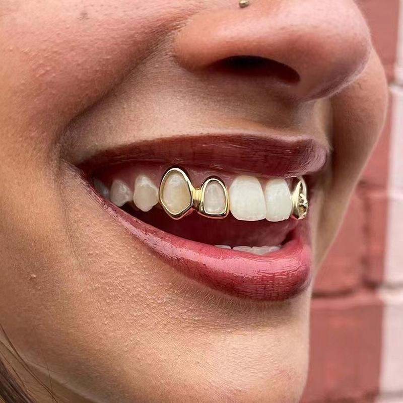 1 Stück Goldfarbener Alltagstauglicher Zahnschmuck Dental Grillz Hip Hop Hohles Herz Zahn Grillz Für Frauen