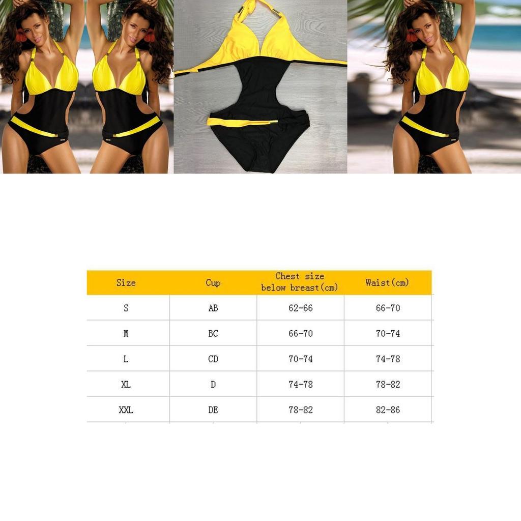 Costume da Bagno Intero Bikini Bloccante Colorato alla Moda Decorazione