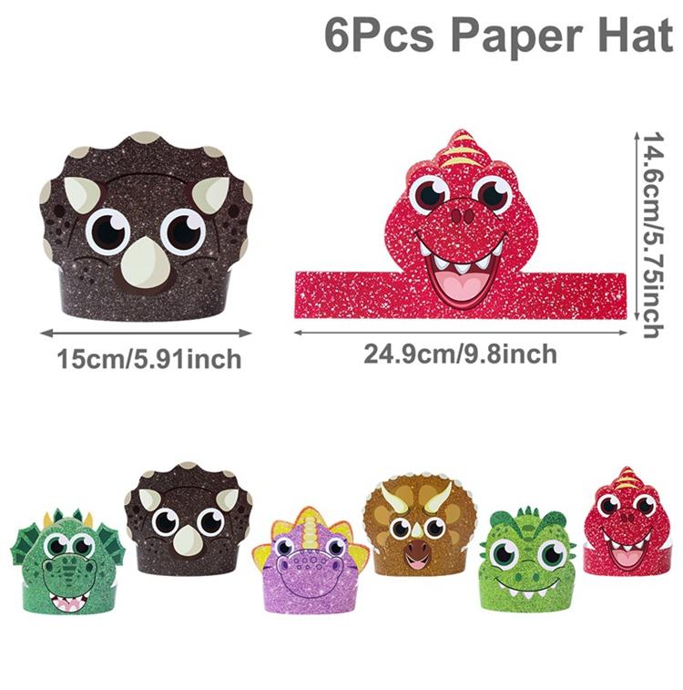 Jungle Dinosaur Theme Party Paper Hat Birthday Party Decorations for Cartoon Animal Party Caps Birthday Supplies