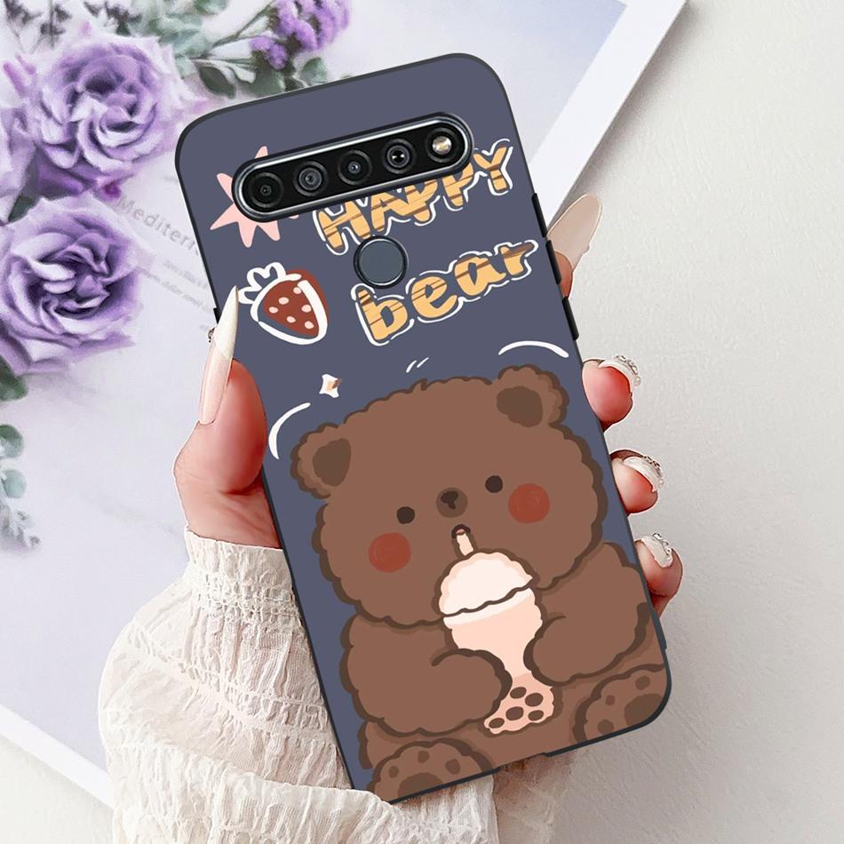 For LG K41S K51S 2020 Elegant Floral Cat Printed Phone Case For LG K41S K51S LM-K410 LM-K510 Black Silicone Soft Cases