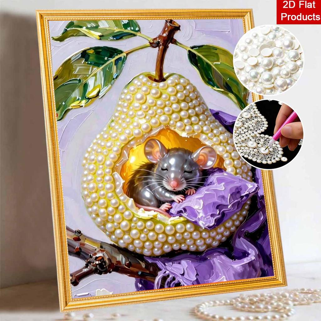 Animal pearl painting handmade diy mouse pearl art painting stickers home decoration gifts