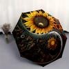 "Yin-Yang Sunflower Moon Nature Art Print"Umbrella, Portable 3-Fold Compact Umbrella for Men & Women ES37