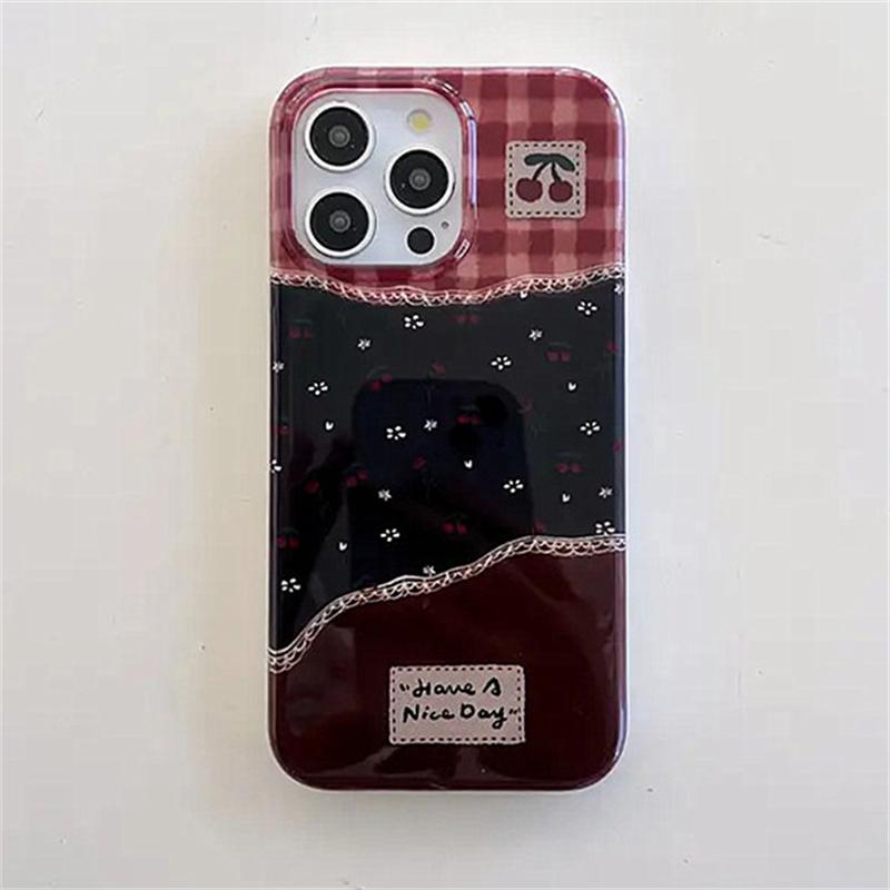 

Корейский чехол для телефона с узором из мелких цветов, вишен и вихря для iPhone 11 12 13 14 15 16 Pro Max XS XR X 7 8 Plus 16E For iPhone 13