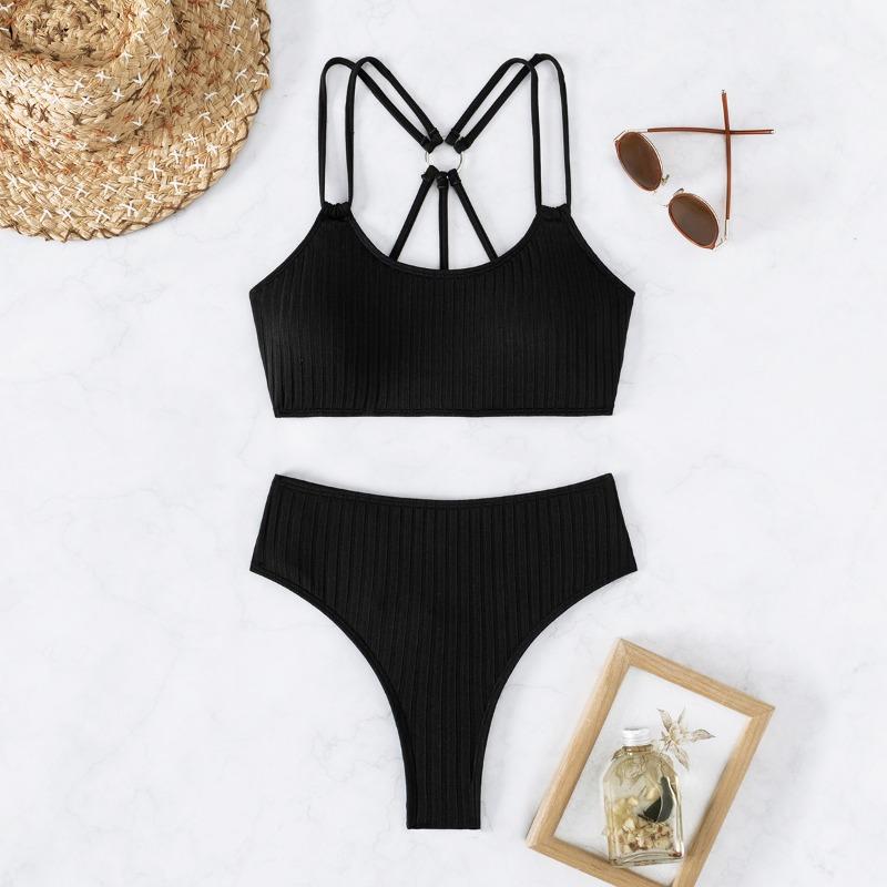 New Pit Strip High Waist Cross Hollow Sexy Bikini Swimsuit Swimsuit