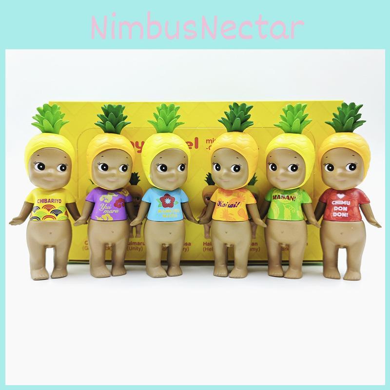 Cute Black Angel Doll Pineapple Headset Flower Shirt Blind Box Model For Collectible Toy Enthusiasts