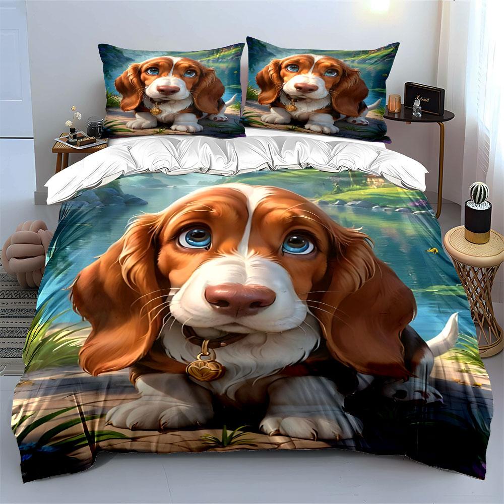 Adorable Puppy by Scenic Lake Bedding Duvet Cover Set  (1*Duvet Cover 2*Pillowcases, without duvet insert)