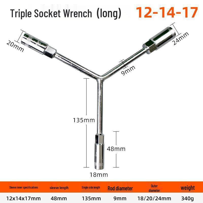 Multifunctional Y-Type Extended Socket Wrench Set