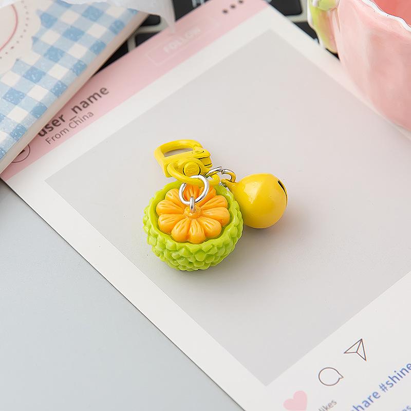 

Cute 3D Fruit Keychain With Bell Resin Lychee Orange Pendant Bag Charm For Backpacks Keys A6