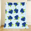 Blueberry Gingham Check Throw Blanket Fresh Fruit Print Soft Blanket for Bed Sofa Couch Dorm Office Nap Home Decor