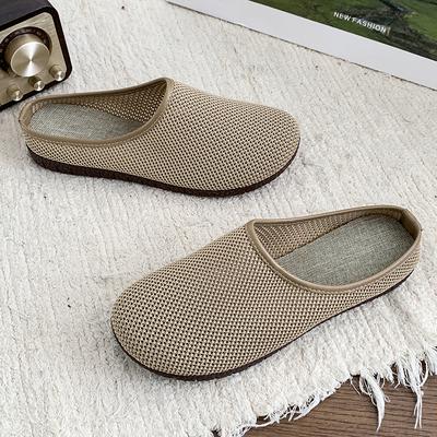 New Women's Summer Baotou Flat Sole Mesh Slippers Rubber Sole Breathable Comfortable Home Slipper Office Slipper Outdoor Slipper