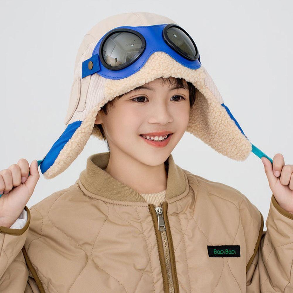 Cute Kids Earflap Hat Soft Lei Feng Hat Ear Protection Children's Plush Pilot Hat Girls