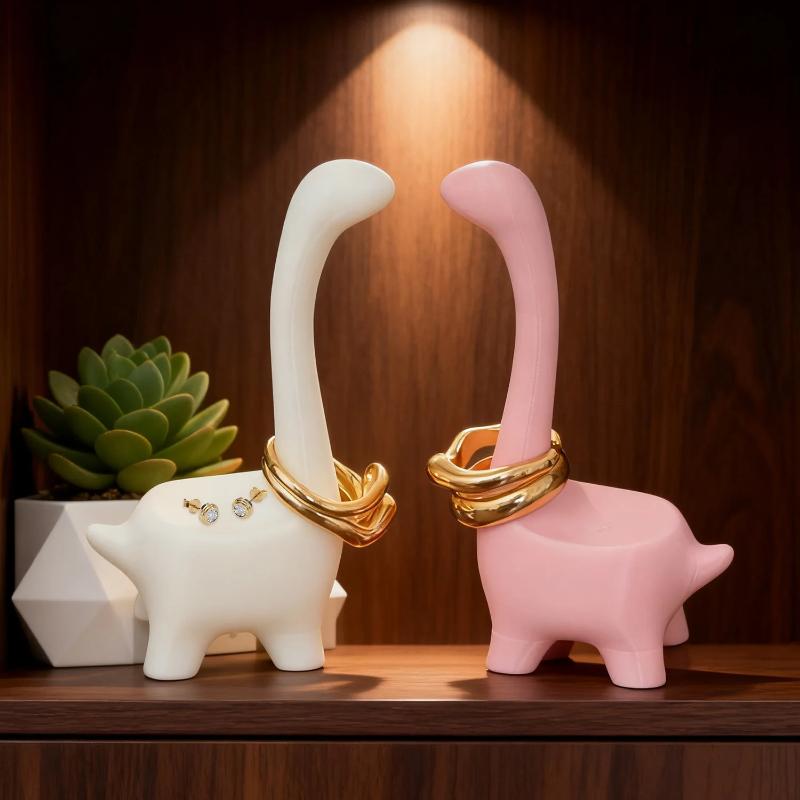 2026 Creative Cartoon Dinosaur Ring Holder Pink Multi Functional Durable Jewelry Packaging Display Ring Stand Tools Accessories