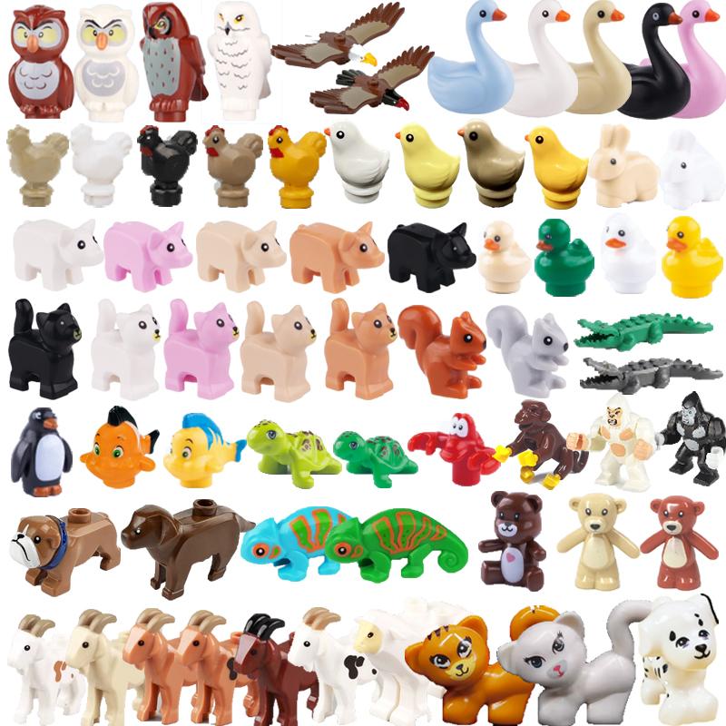 MOC Building Blocks Mini Bricks City Animal Zoo Fram Owl Goat Swan Pig Tortoise Rabbit Chicken Duck Accessories DIY Toys Gifts